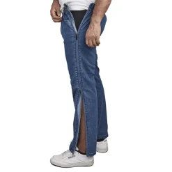 Jeans med lynlås i siden - Blå