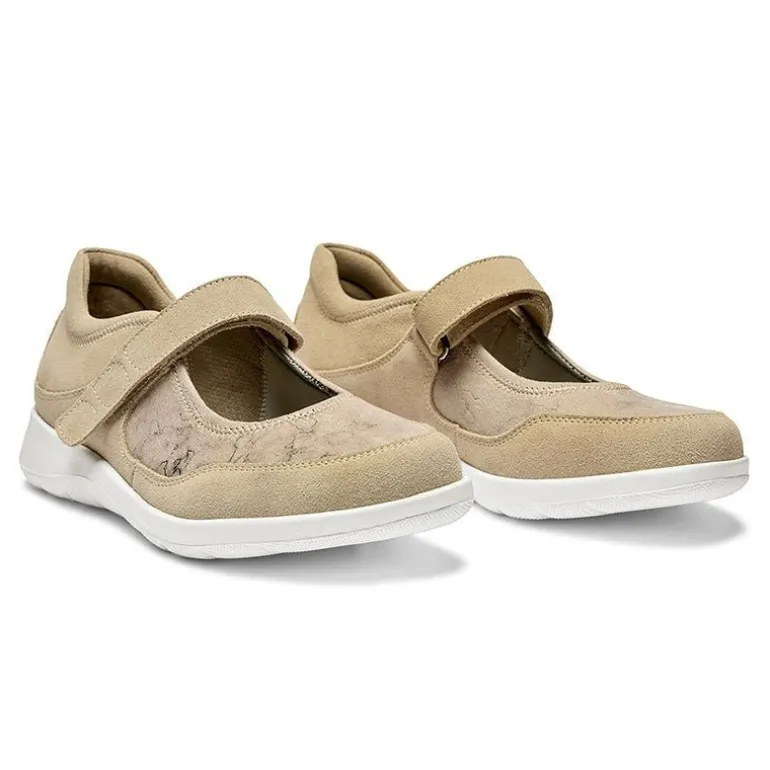 New Feet ballerina med velcro - Sand