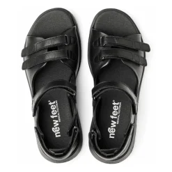 New Feet damesandal i skind - Sort