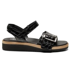 New Feet damesandal - Sort kroko