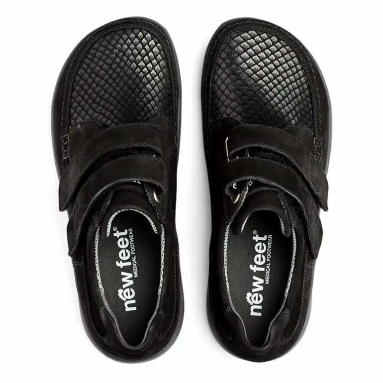 New Feet damesko med velcroluk - Sort