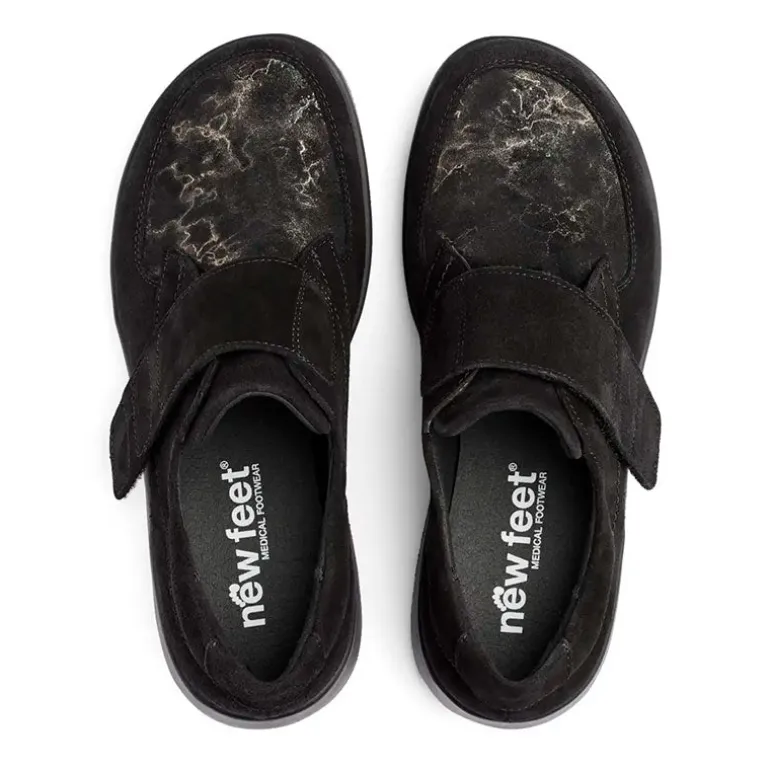 New Feet damesko med velcrorem - Sort