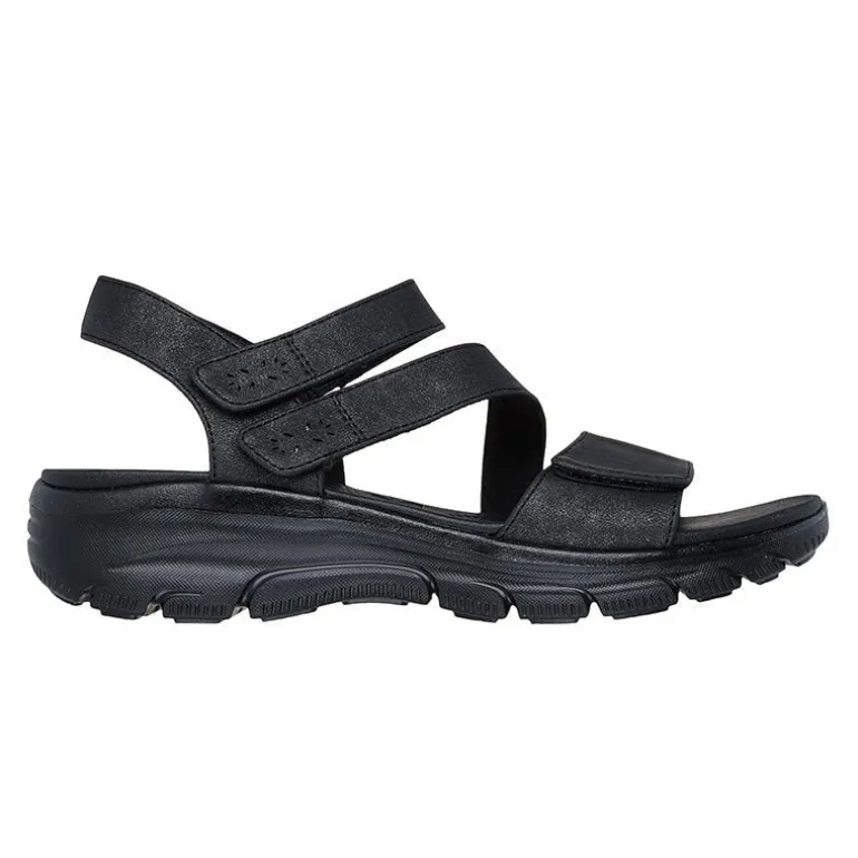 Skechers damesandal med velcro - Sort